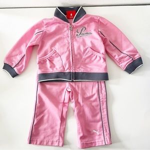 Girls Pink Puma Track Suit-6-9months